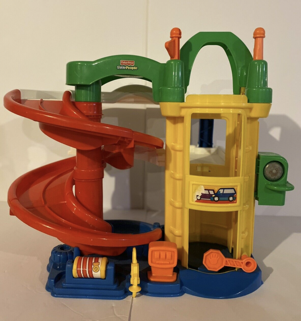 Fisher Price Little People Chunky Parking Garage Car Ramp with Vehicles ...